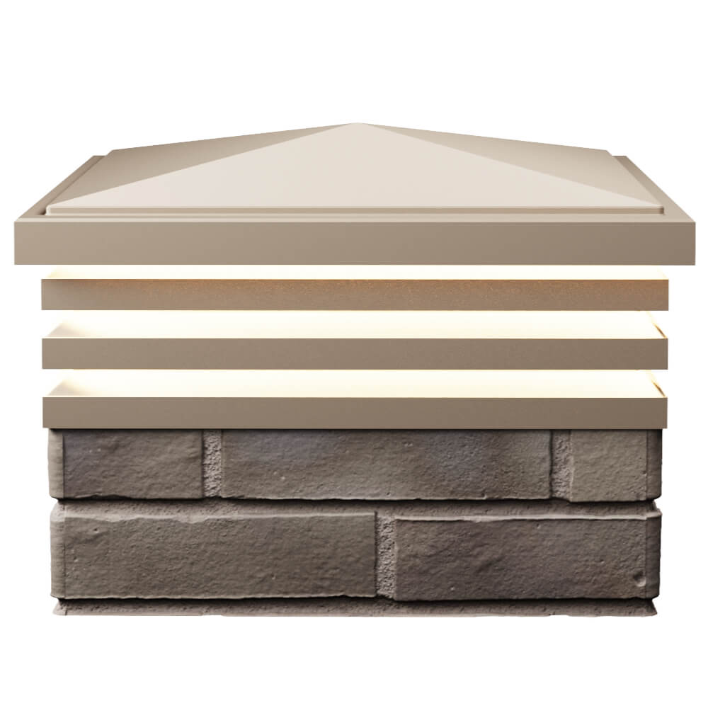 Колпак Zking Бона ХайТек Бежевый на столб 1.5х1.5 кирпича (385х385мм) с подсветкой в Чусовом фото