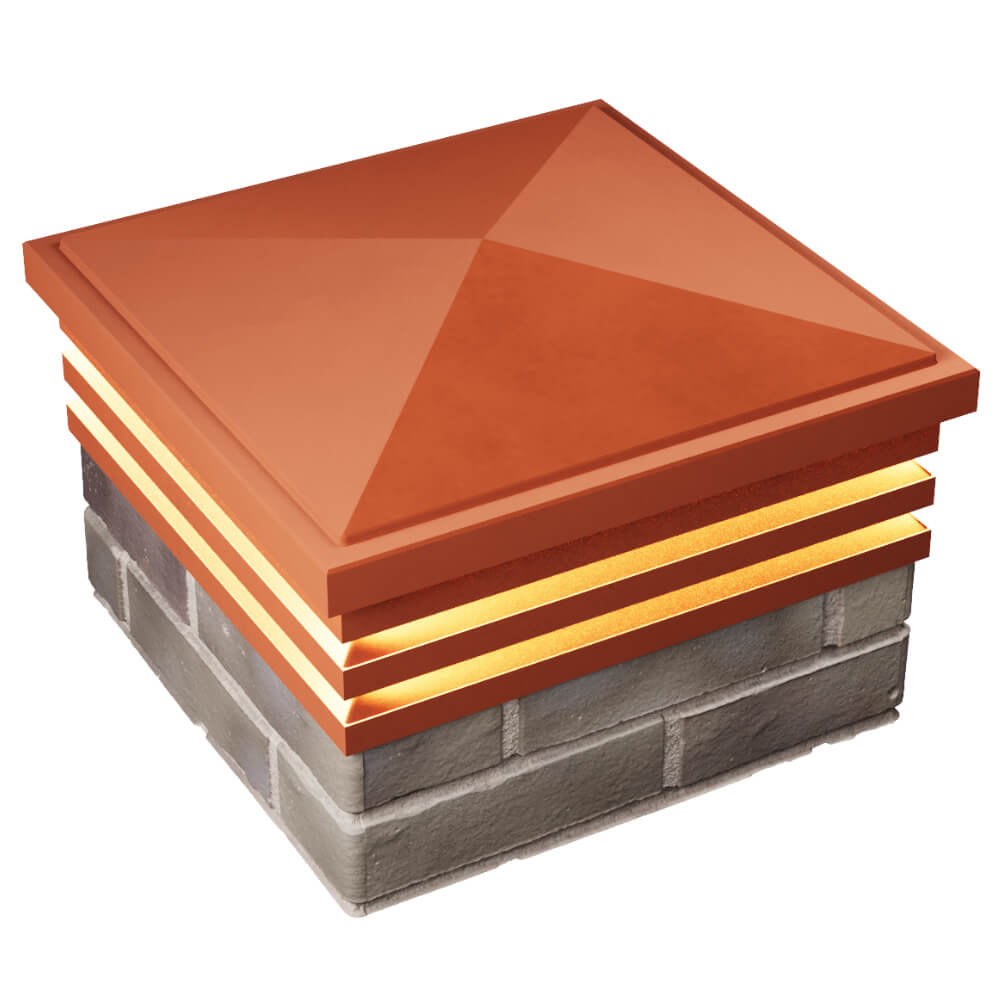 Колпак Zking Бона ХайТек Красный на столб 1.5х1.5 кирпича (385х385мм) с подсветкой в Чусовом фото