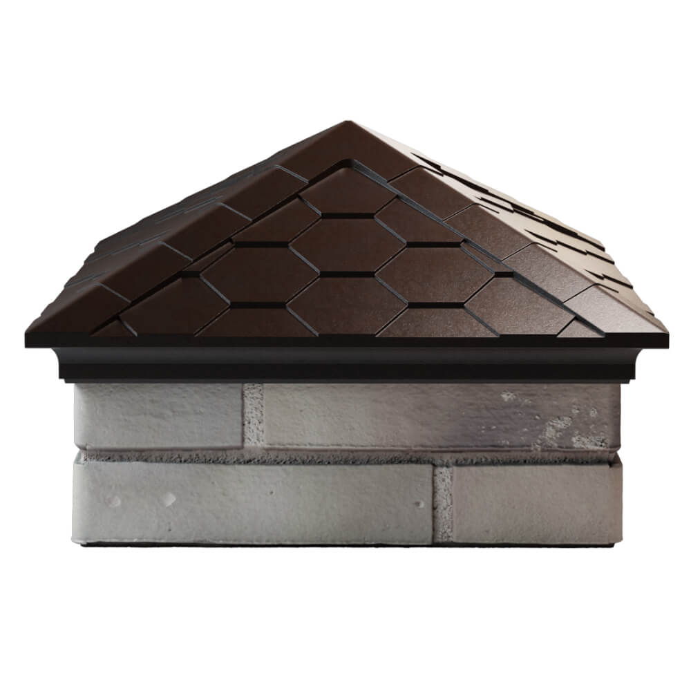 Колпак Zking Эверест Коричневый на столб 1.5х1.5 кирпича (390х390мм) Чусовой фото