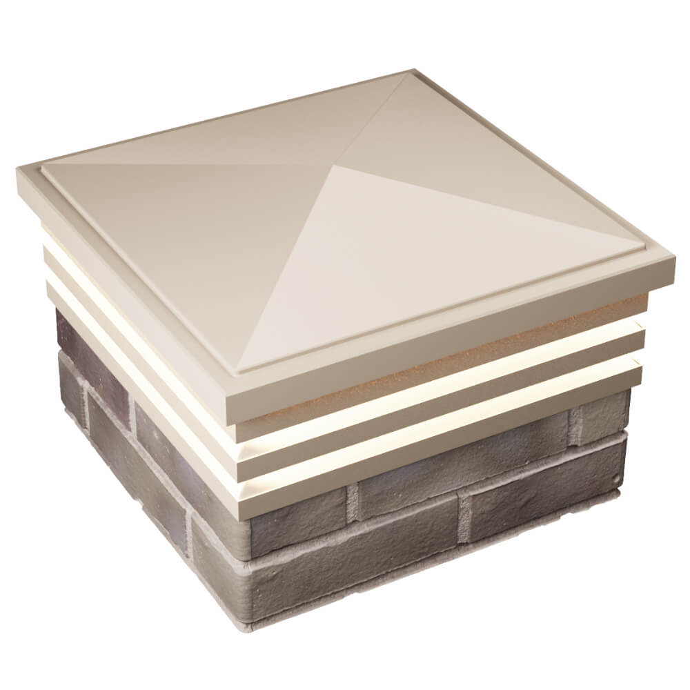 Колпак Zking Бона ХайТек Бежевый на столб 1.5х1.5 кирпича (385х385мм) с подсветкой в Чусовом фото