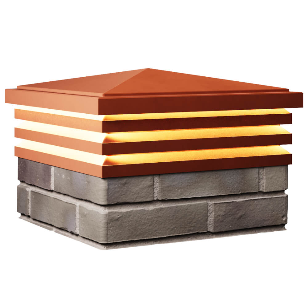 Колпак Zking Бона ХайТек Красный на столб 1.5х1.5 кирпича (385х385мм) с подсветкой в Чусовом фото