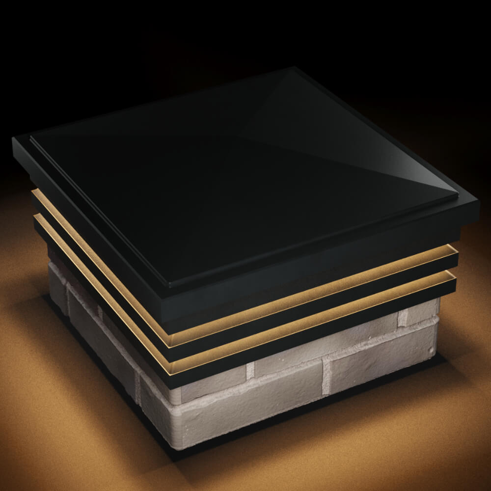 Колпак Zking Бона ХайТек Черный на столб 1.5х1.5 кирпича (385х385мм) с подсветкой в Чусовом фото