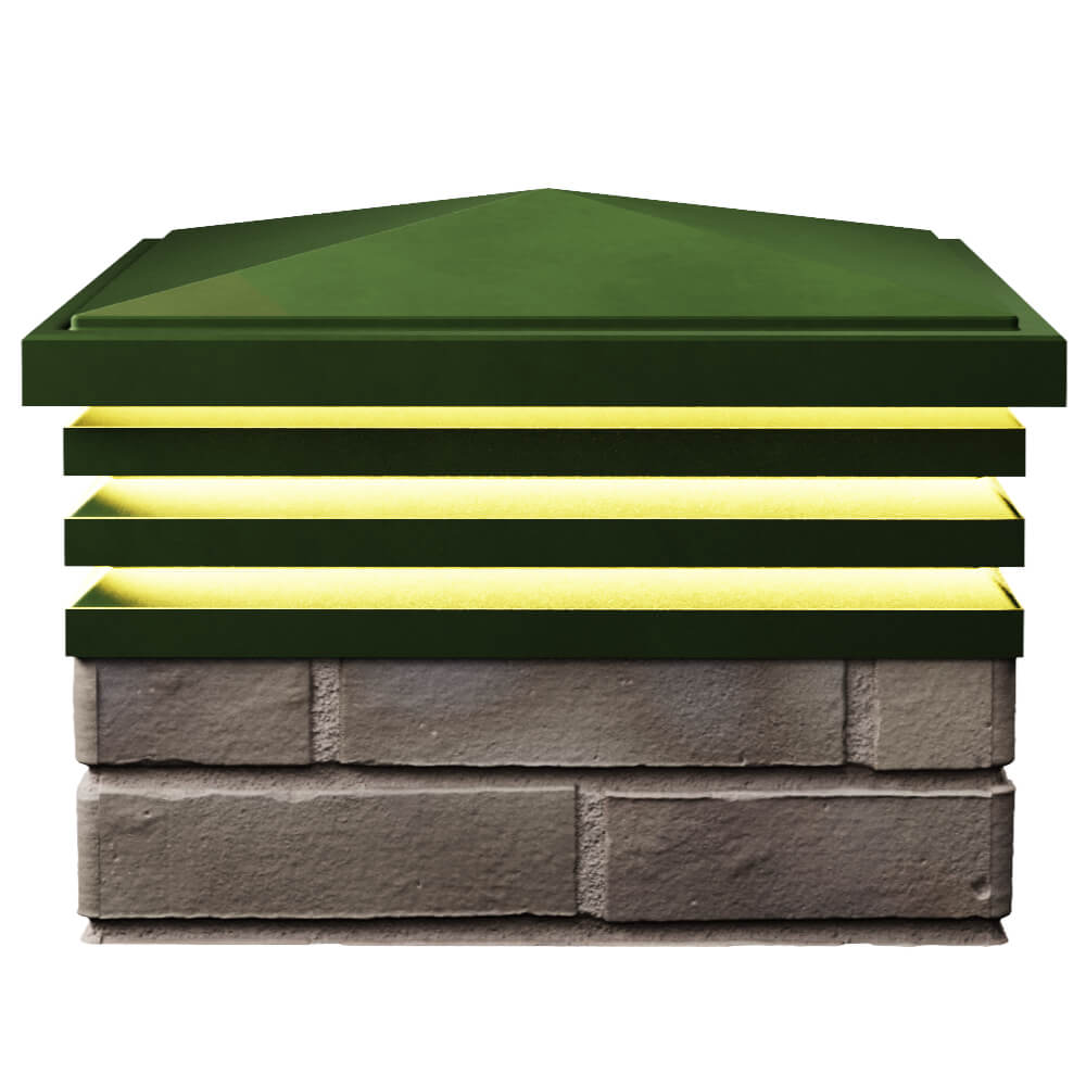 Колпак Zking Бона ХайТек Зеленый на столб 1.5х1.5 кирпича (385х385мм) с подсветкой в Чусовом фото