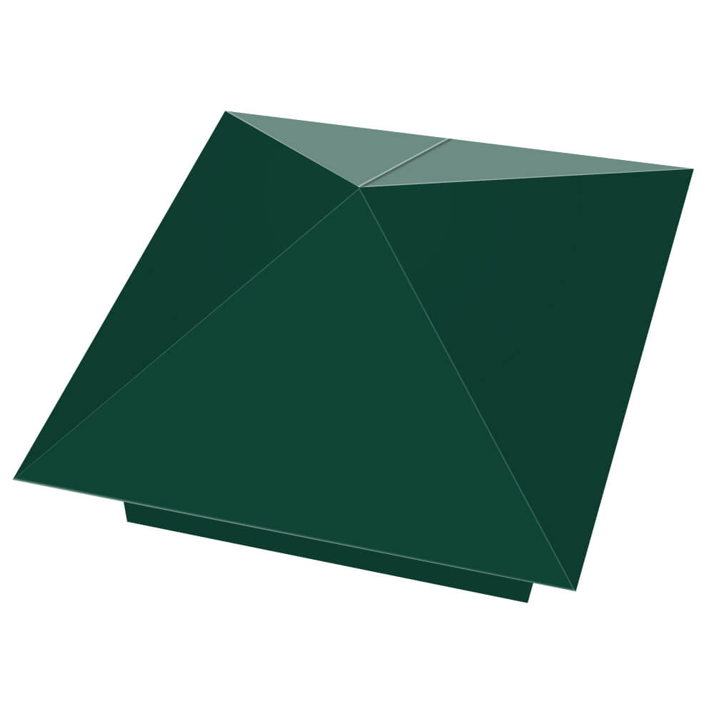 Колпак металлический 390х390мм RAL6005 Зеленый Мох заборный Чусовой фото