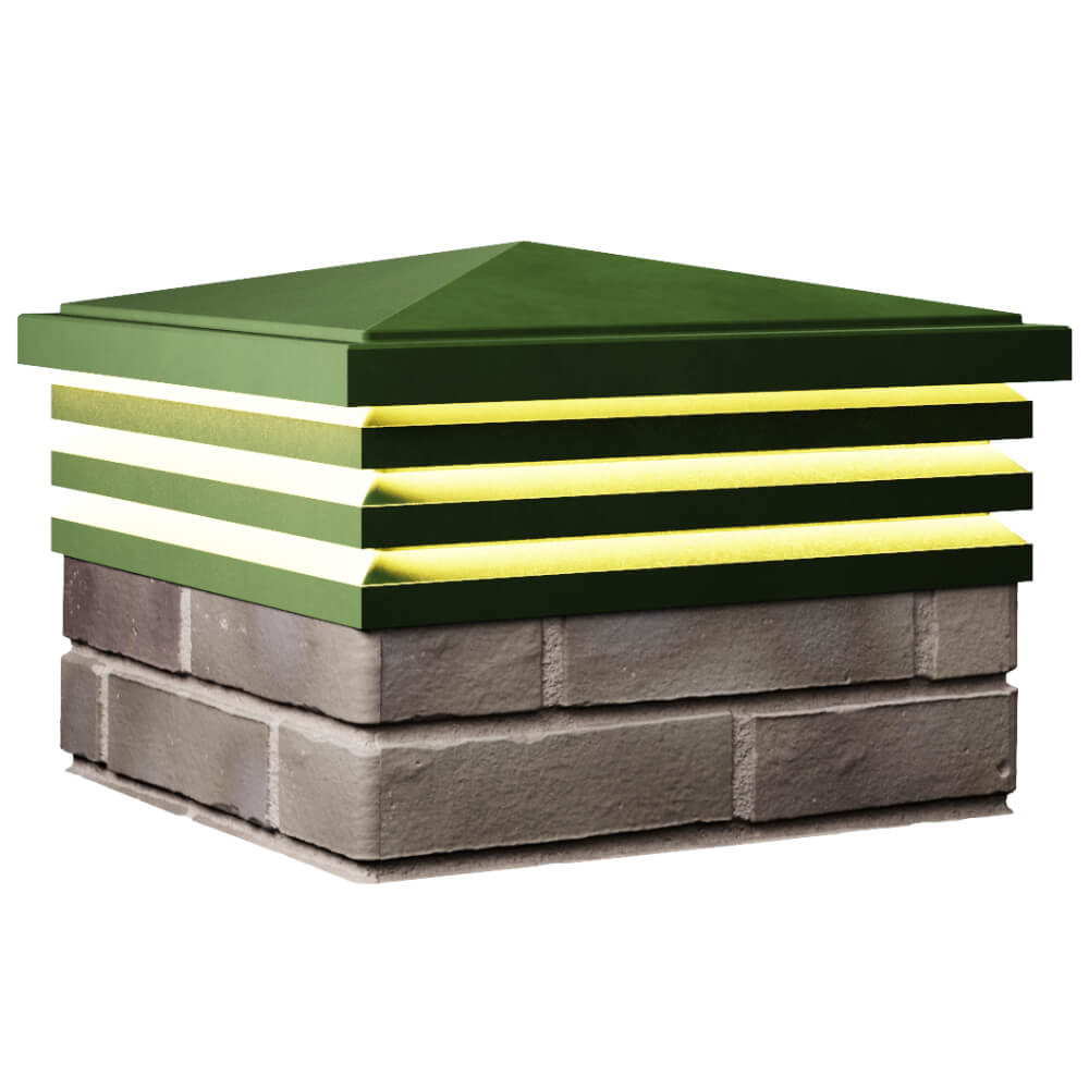 Колпак Zking Бона ХайТек Зеленый на столб 1.5х1.5 кирпича (385х385мм) с подсветкой в Чусовом фото