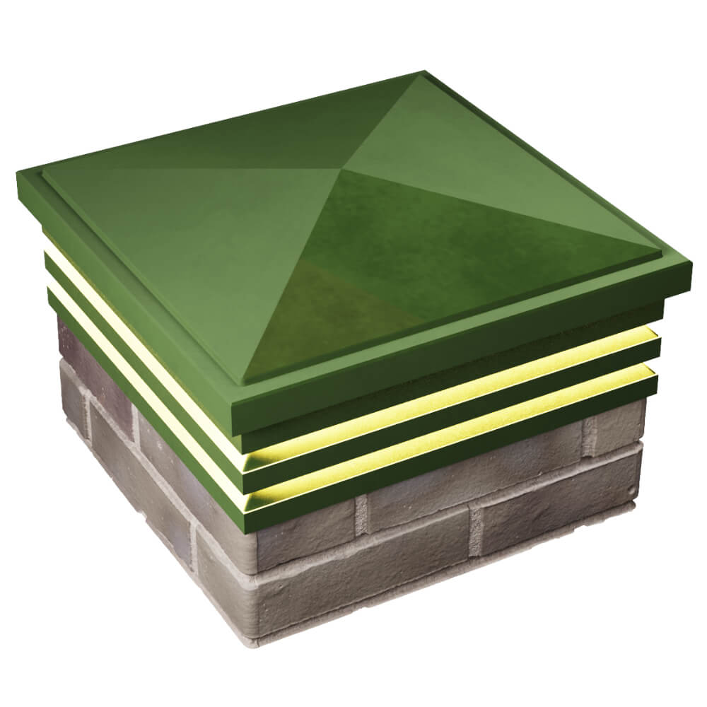 Колпак Zking Бона ХайТек Зеленый на столб 1.5х1.5 кирпича (385х385мм) с подсветкой в Чусовом фото