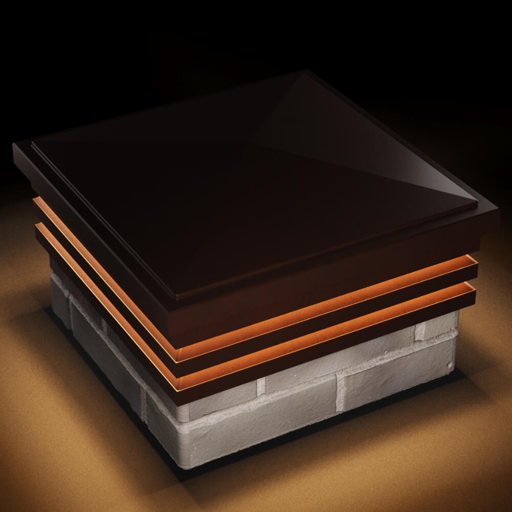 Колпак Zking Бона ХайТек Коричневый на столб 1.5х1.5 кирпича (385х385мм) с подсветкой в Чусовом фото