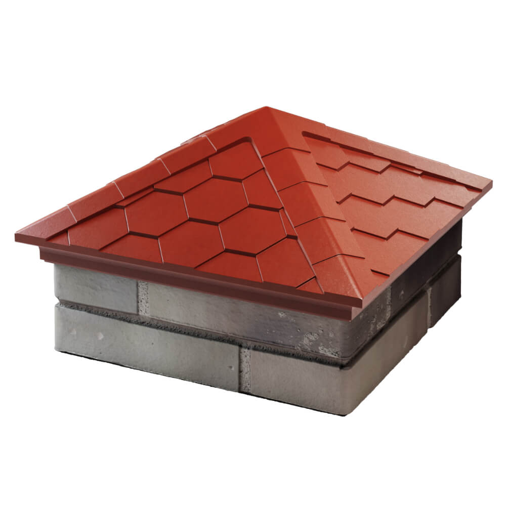 Колпак Zking Эверест Красный на столб 1.5х1.5 кирпича (390х390мм) в Чусовом фото