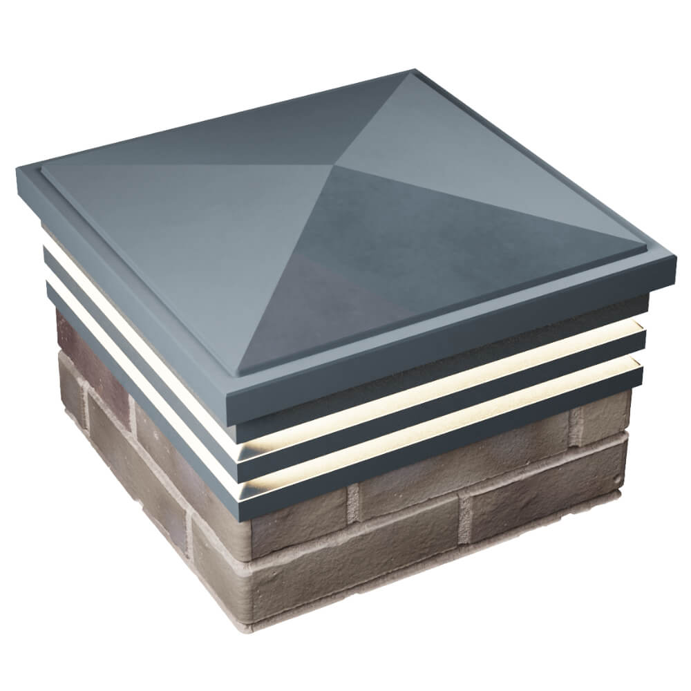 Колпак Zking Бона ХайТек Серый на столб 1.5х1.5 кирпича (385х385мм) с подсветкой в Чусовом фото