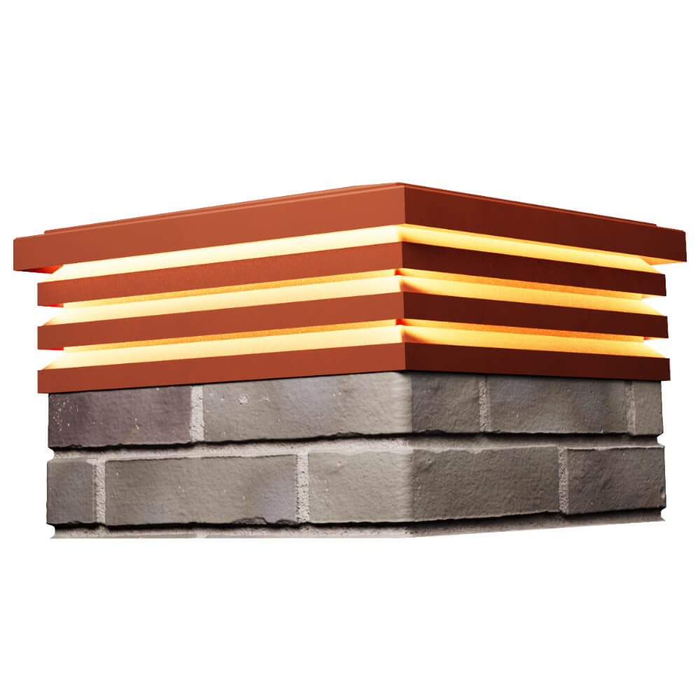 Колпак Zking Бона ХайТек Красный на столб 1.5х1.5 кирпича (385х385мм) с подсветкой в Чусовом фото