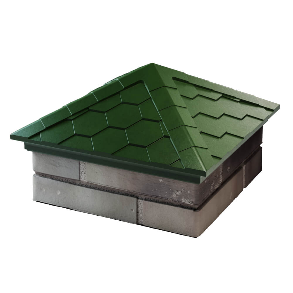 Колпак Zking Эверест Зеленый на столб 1.5х1.5 кирпича (390х390мм) в Чусовом фото