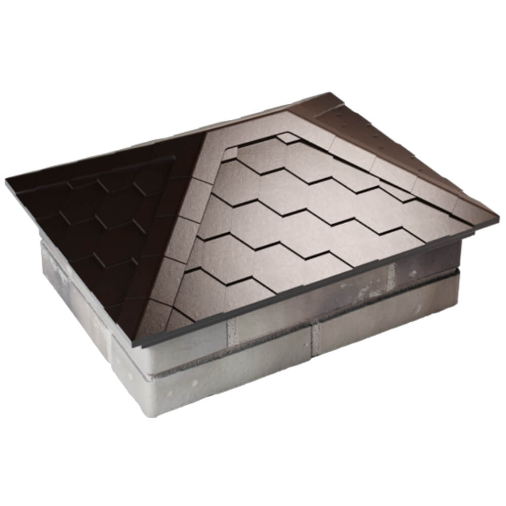 Колпак Zking Эверест Коричневый на столб 2х1.5 кирпича (520х390мм) Чусовой фото