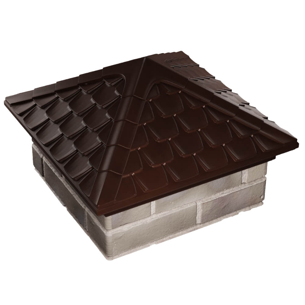 Колпак Zking Эльбрус Коричневый на столб 1.5х1.5 кирпича (385х385мм) в Чусовом фото