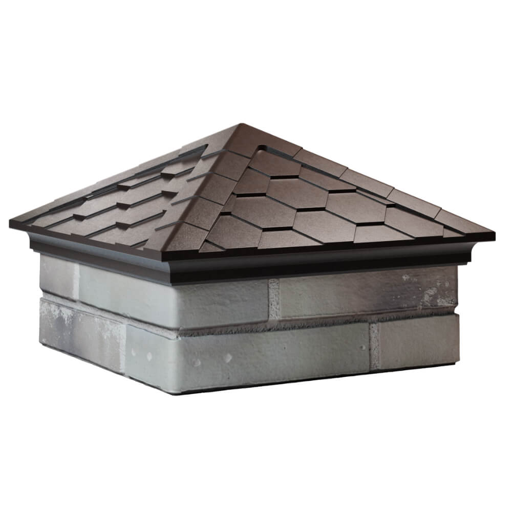 Колпак Zking Эверест Коричневый на столб 1.5х1.5 кирпича (390х390мм) в Чусовом фото