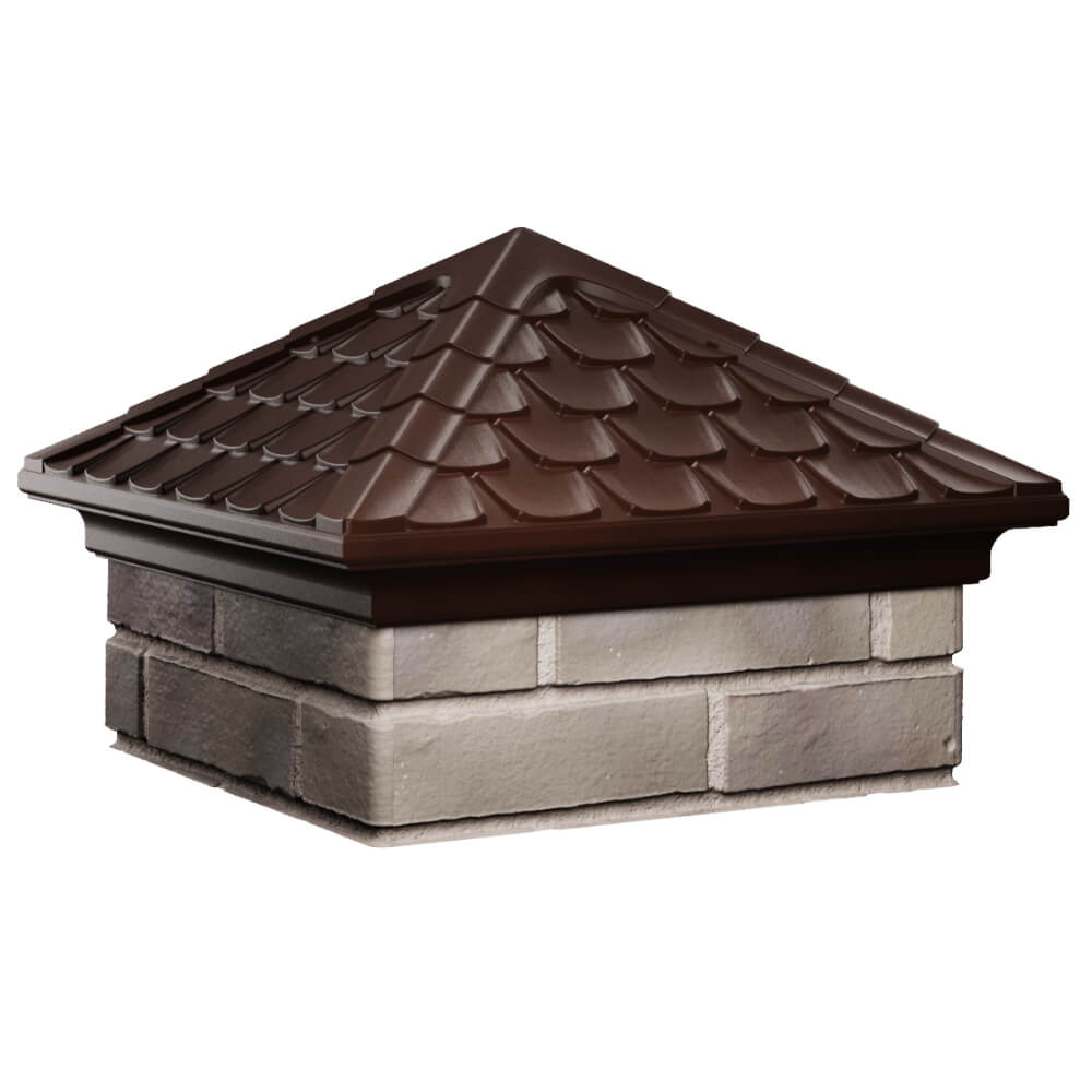 Колпак Zking Эльбрус Коричневый на столб 1.5х1.5 кирпича (385х385мм) в Чусовом фото