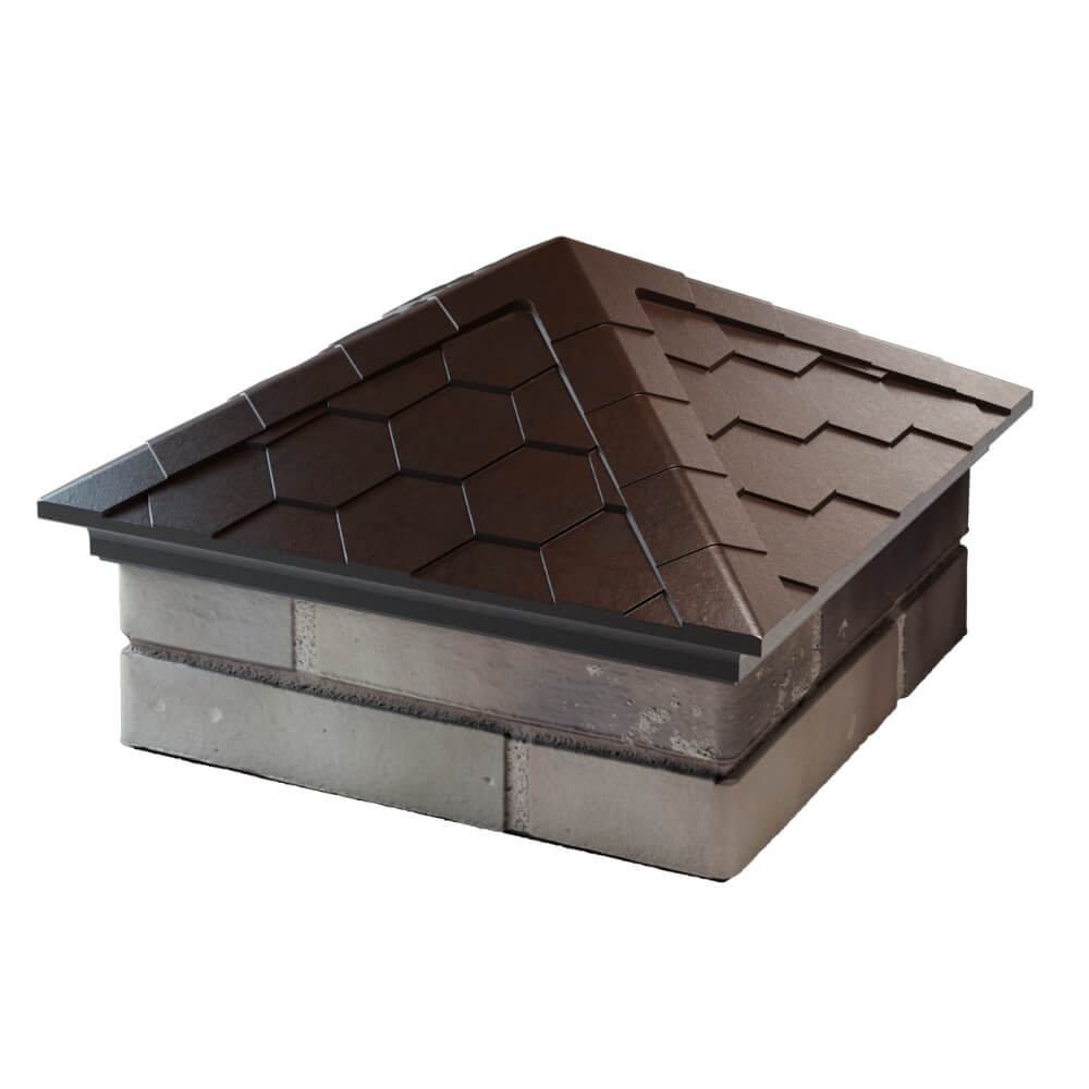 Колпак Zking Эверест Коричневый на столб 1.5х1.5 кирпича (390х390мм) в Чусовом фото