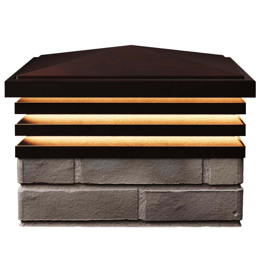 Колпак Zking Бона ХайТек Коричневый на столб 1.5х1.5 кирпича (385х385мм) с подсветкой в Чусовом фото